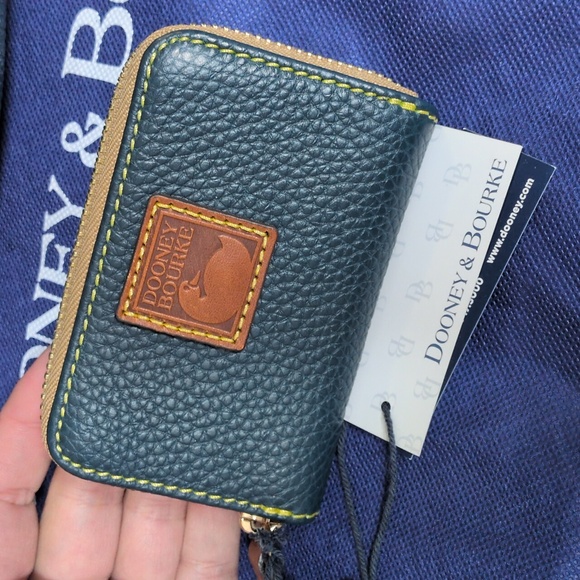 Dooney & Bourke Turnlock Hobo And Small Card Case Wallet Set Teal Leather NWT - Picture 9 of 13